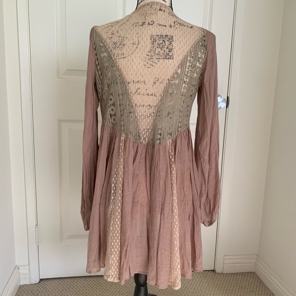 RYU Vintage Pink Goth Fairy Lace Ruffle Floral Cardigan Kimono Jacket (*)